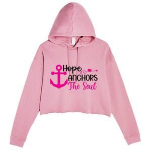 Breast Cancer Awareness Hope Anchors The Soul Crop Fleece Hoodie