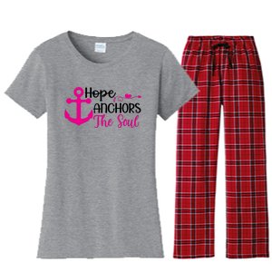 Breast Cancer Awareness Hope Anchors The Soul Women's Flannel Pajama Set