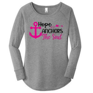 Breast Cancer Awareness Hope Anchors The Soul Women's Perfect Tri Tunic Long Sleeve Shirt