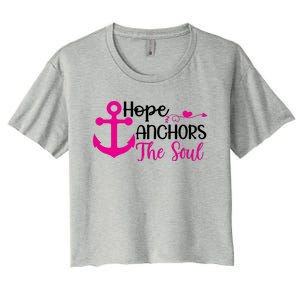 Breast Cancer Awareness Hope Anchors The Soul Women's Crop Top Tee