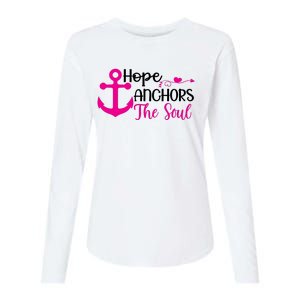 Breast Cancer Awareness Hope Anchors The Soul Womens Cotton Relaxed Long Sleeve T-Shirt