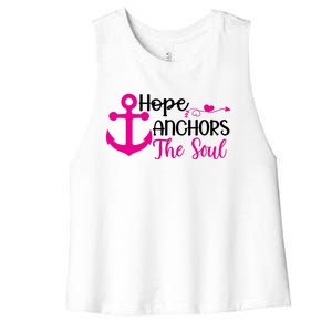 Breast Cancer Awareness Hope Anchors The Soul Women's Racerback Cropped Tank