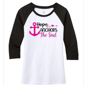 Breast Cancer Awareness Hope Anchors The Soul Women's Tri-Blend 3/4-Sleeve Raglan Shirt