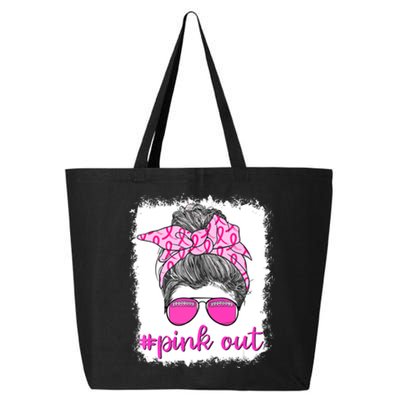 Breast Cancer Awareness Pink Out Football Messy Bun Bleached Gift 25L Jumbo Tote