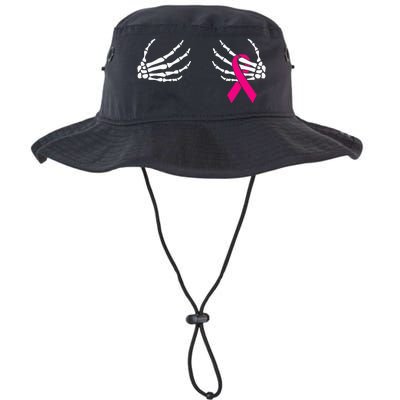 Breast Cancer Awareness Pink Ribbon Skeleton Hands Legacy Cool Fit Booney Bucket Hat