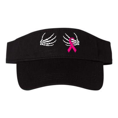 Breast Cancer Awareness Pink Ribbon Skeleton Hands Valucap Bio-Washed Visor