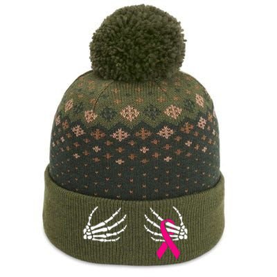 Breast Cancer Awareness Pink Ribbon Skeleton Hands The Baniff Cuffed Pom Beanie