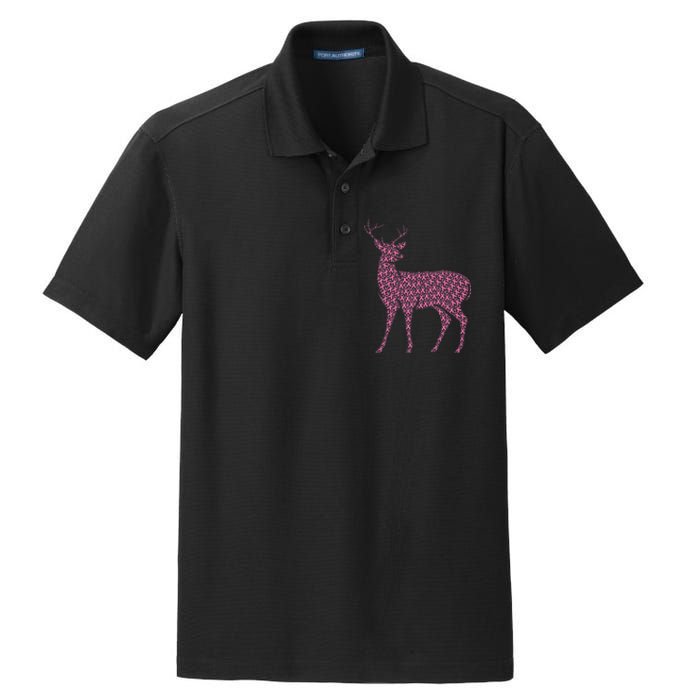 Breast Cancer Awareness Pink Ribbon & Survivor Deer Dry Zone Grid Polo