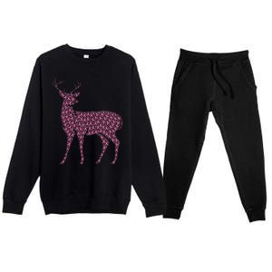 Breast Cancer Awareness Pink Ribbon & Survivor Deer Premium Crewneck Sweatsuit Set