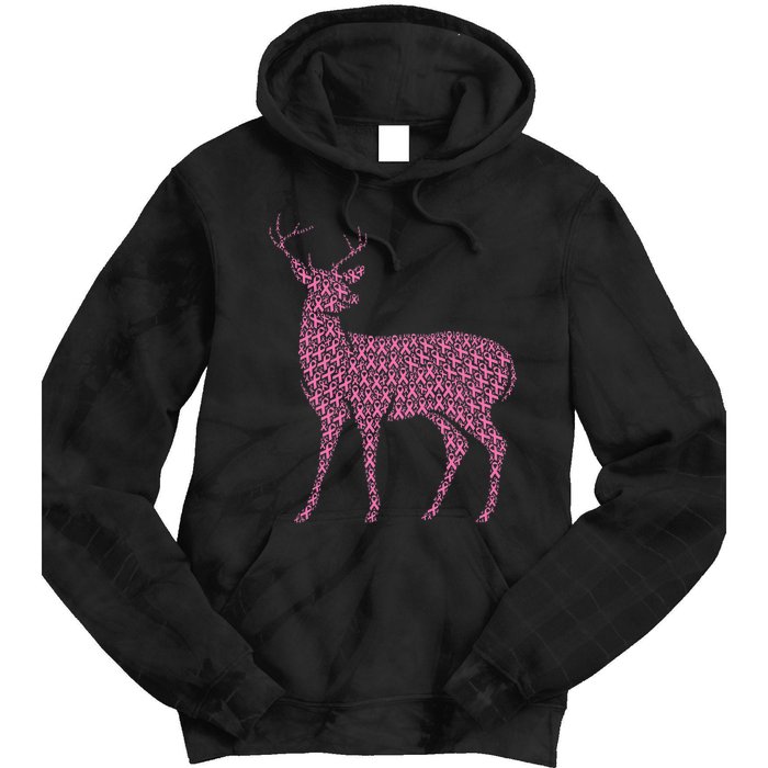 Breast Cancer Awareness Pink Ribbon & Survivor Deer Tie Dye Hoodie