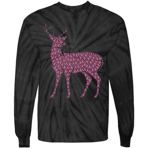 Breast Cancer Awareness Pink Ribbon & Survivor Deer Tie-Dye Long Sleeve Shirt