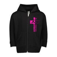 Breast Cancer Awareness Christian Cross Faith Toddler Zip Fleece Hoodie