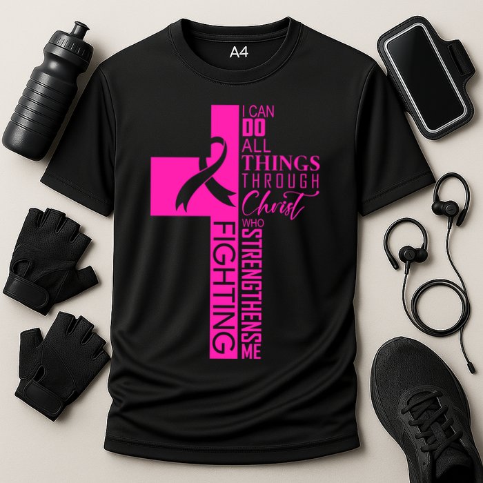 Breast Cancer Awareness Christian Cross Faith Performance Shirt