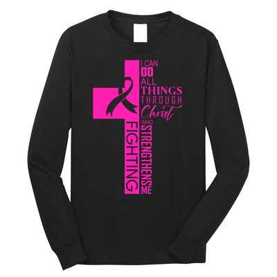 Breast Cancer Awareness Christian Cross Faith Long Sleeve Shirt