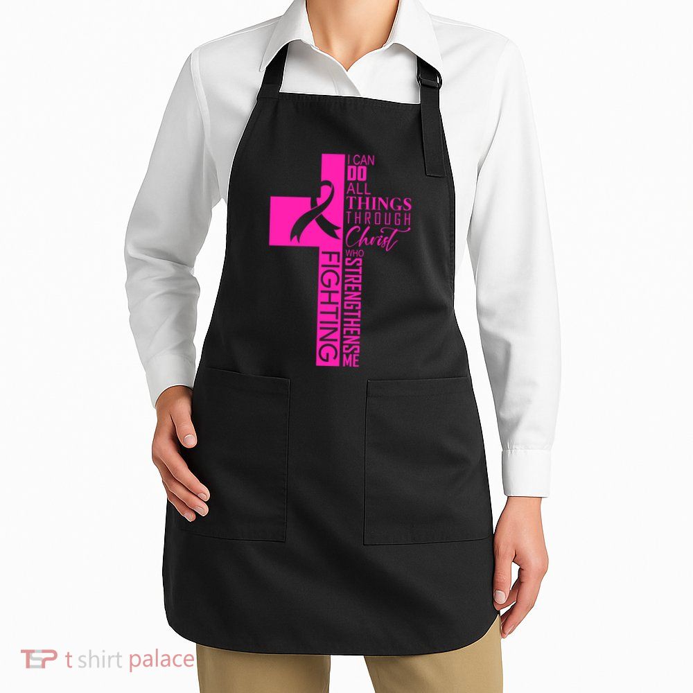 Breast Cancer Awareness Christian Cross Faith Apron