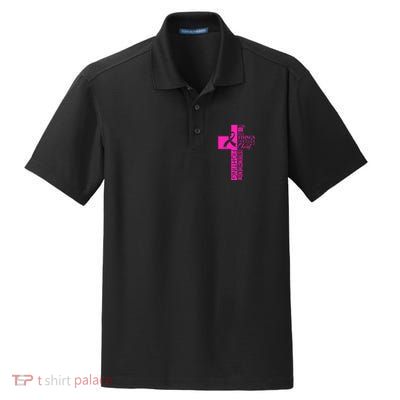 Breast Cancer Awareness Christian Cross Faith Dry Zone Grid Polo