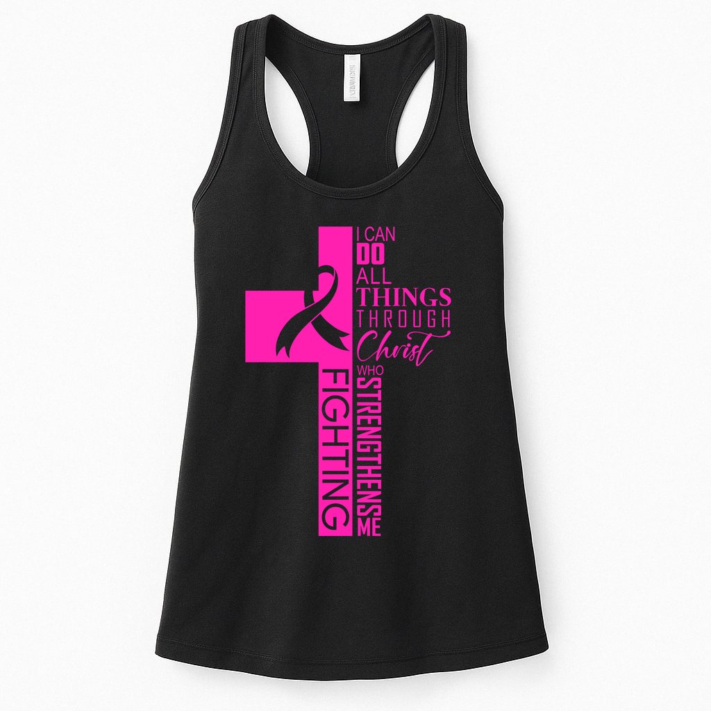 Breast Cancer Awareness Christian Cross Faith Womens Tank Top