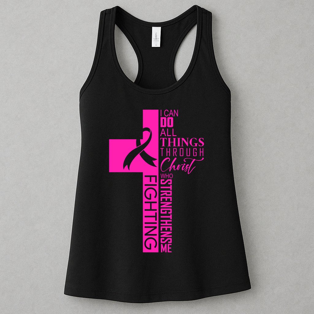 Breast Cancer Awareness Christian Cross Faith Womens Tank Top