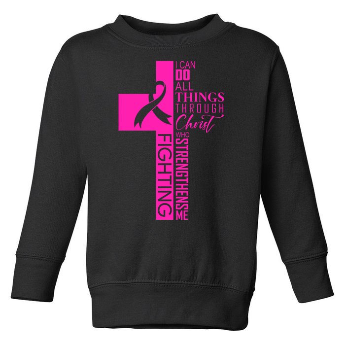 Breast Cancer Awareness Christian Cross Faith Toddler Sweatshirt