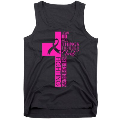 Breast Cancer Awareness Christian Cross Faith Tank Top