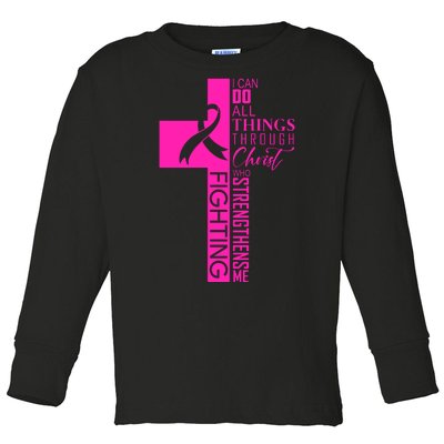 Breast Cancer Awareness Christian Cross Faith Toddler Long Sleeve Shirt