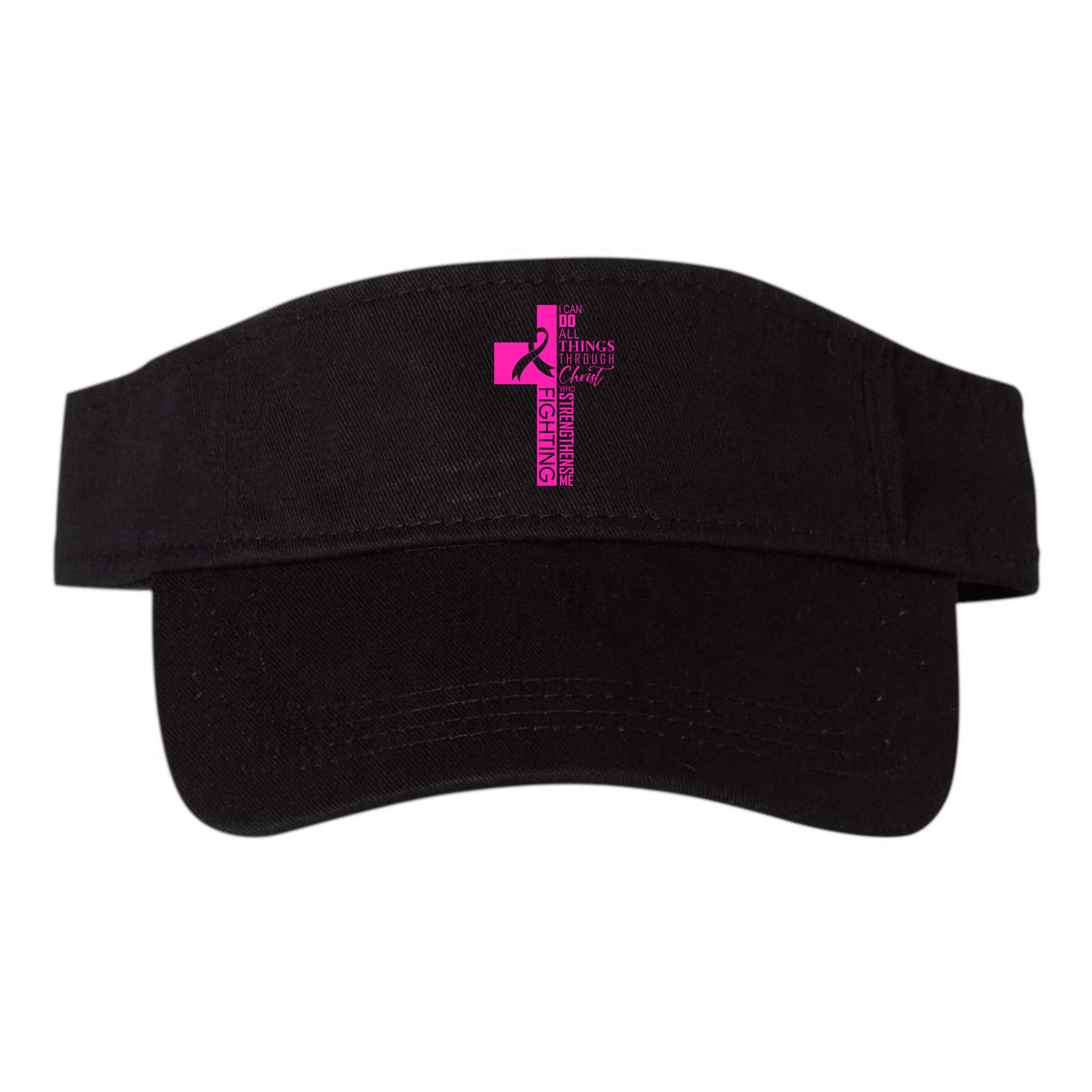 Breast Cancer Awareness Christian Cross Faith Visor