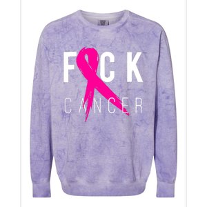 Breast Cancer Awareness Gift Fuck Cancer Retro Distressed Colorblast Crewneck Sweatshirt