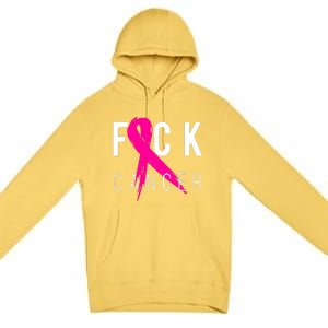 Breast Cancer Awareness Gift Fuck Cancer Retro Distressed Premium Pullover Hoodie