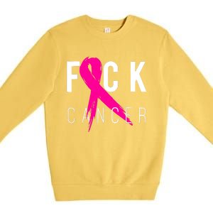 Breast Cancer Awareness Gift Fuck Cancer Retro Distressed Premium Crewneck Sweatshirt