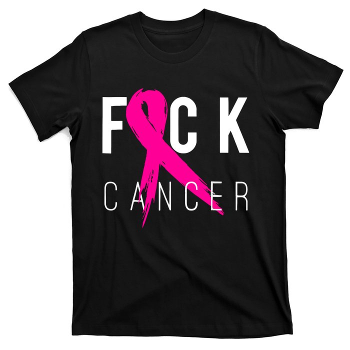 Breast Cancer Awareness Gift Fuck Cancer Retro Distressed T-Shirt