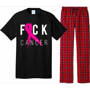 Breast Cancer Awareness Gift Fuck Cancer Retro Distressed Pajama Set