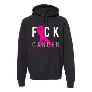 Breast Cancer Awareness Gift Fuck Cancer Retro Distressed Premium Hoodie