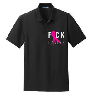 Breast Cancer Awareness Gift Fuck Cancer Retro Distressed Dry Zone Grid Polo