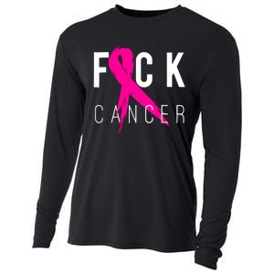 Breast Cancer Awareness Gift Fuck Cancer Retro Distressed Cooling Performance Long Sleeve Crew