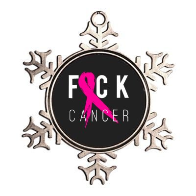 Breast Cancer Awareness Gift Fuck Cancer Retro Distressed Metallic Star Ornament