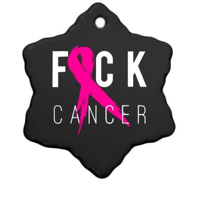 Breast Cancer Awareness Gift Fuck Cancer Retro Distressed Ceramic Star Ornament