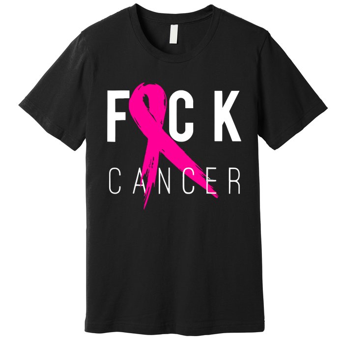 Breast Cancer Awareness Gift Fuck Cancer Retro Distressed Premium T-Shirt