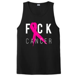 Breast Cancer Awareness Gift Fuck Cancer Retro Distressed PosiCharge Competitor Tank