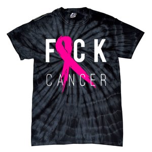 Breast Cancer Awareness Gift Fuck Cancer Retro Distressed Tie-Dye T-Shirt