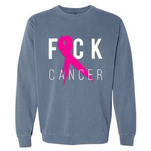 Breast Cancer Awareness Gift Fuck Cancer Retro Distressed Garment-Dyed Sweatshirt