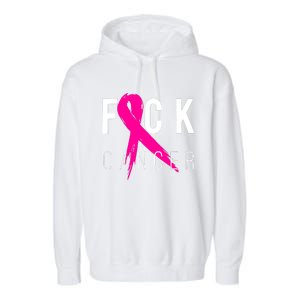 Breast Cancer Awareness Gift Fuck Cancer Retro Distressed Garment-Dyed Fleece Hoodie