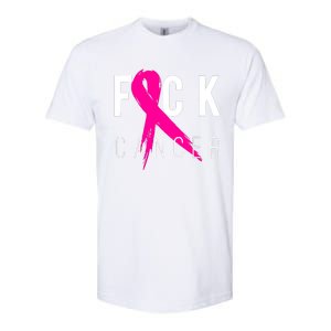 Breast Cancer Awareness Gift Fuck Cancer Retro Distressed Softstyle CVC T-Shirt