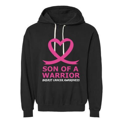 Breast Cancer Awareness Son Of A Warrior Pink Heart Ribbon Cute Gift Garment-Dyed Fleece Hoodie