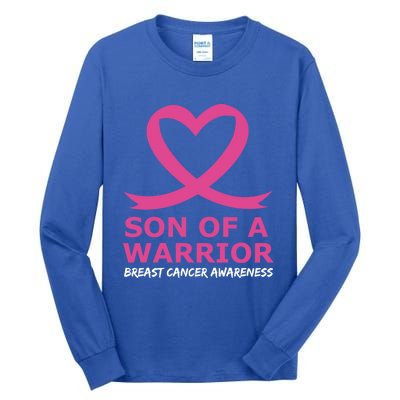 Breast Cancer Awareness Son Of A Warrior Pink Heart Ribbon Cute Gift Tall Long Sleeve T-Shirt