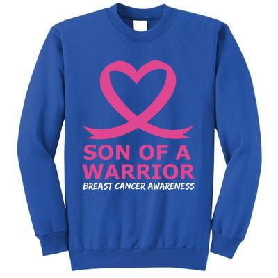 Breast Cancer Awareness Son Of A Warrior Pink Heart Ribbon Cute Gift Tall Sweatshirt