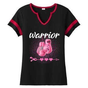 Breast Cancer Awareness Pink Boxing Gloves Warrior Ladies Halftime Notch Neck Tee