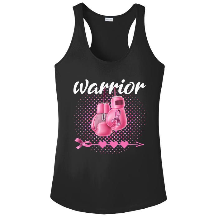 Breast Cancer Awareness Pink Boxing Gloves Warrior Ladies PosiCharge Competitor Racerback Tank