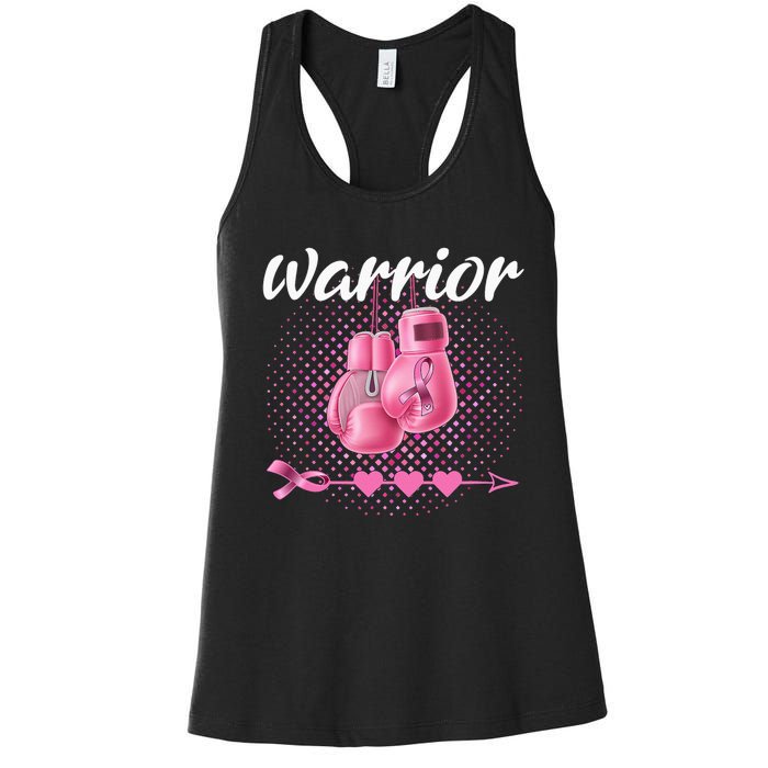 Breast Cancer Awareness Pink Boxing Gloves Warrior Women's Racerback Tank