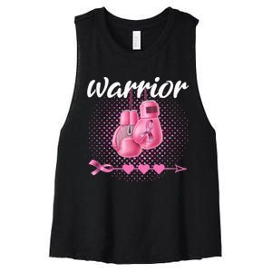 Breast Cancer Awareness Pink Boxing Gloves Warrior Women's Racerback Cropped Tank