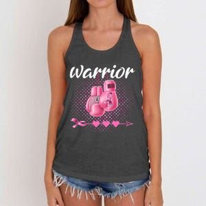 Breast Cancer Awareness Pink Boxing Gloves Warrior Women's Knotted Racerback Tank